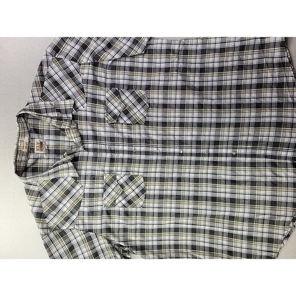 ELY CATTLEMAN Big Man 3X Plaid Short Sleeve Pearl Snap Button Down Shirt Gray - Picture 5 of 10